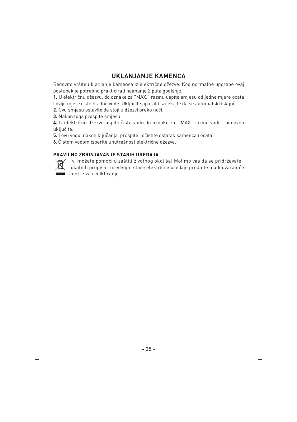 Uklanjanje kamenca | SINBO SCM 2922 User Manual | Page 36 / 44