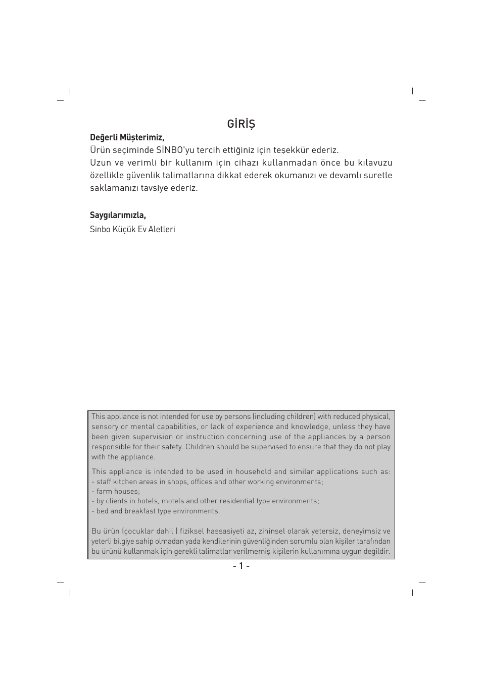 G‹r‹fi | SINBO SCM 2917 User Manual | Page 2 / 51