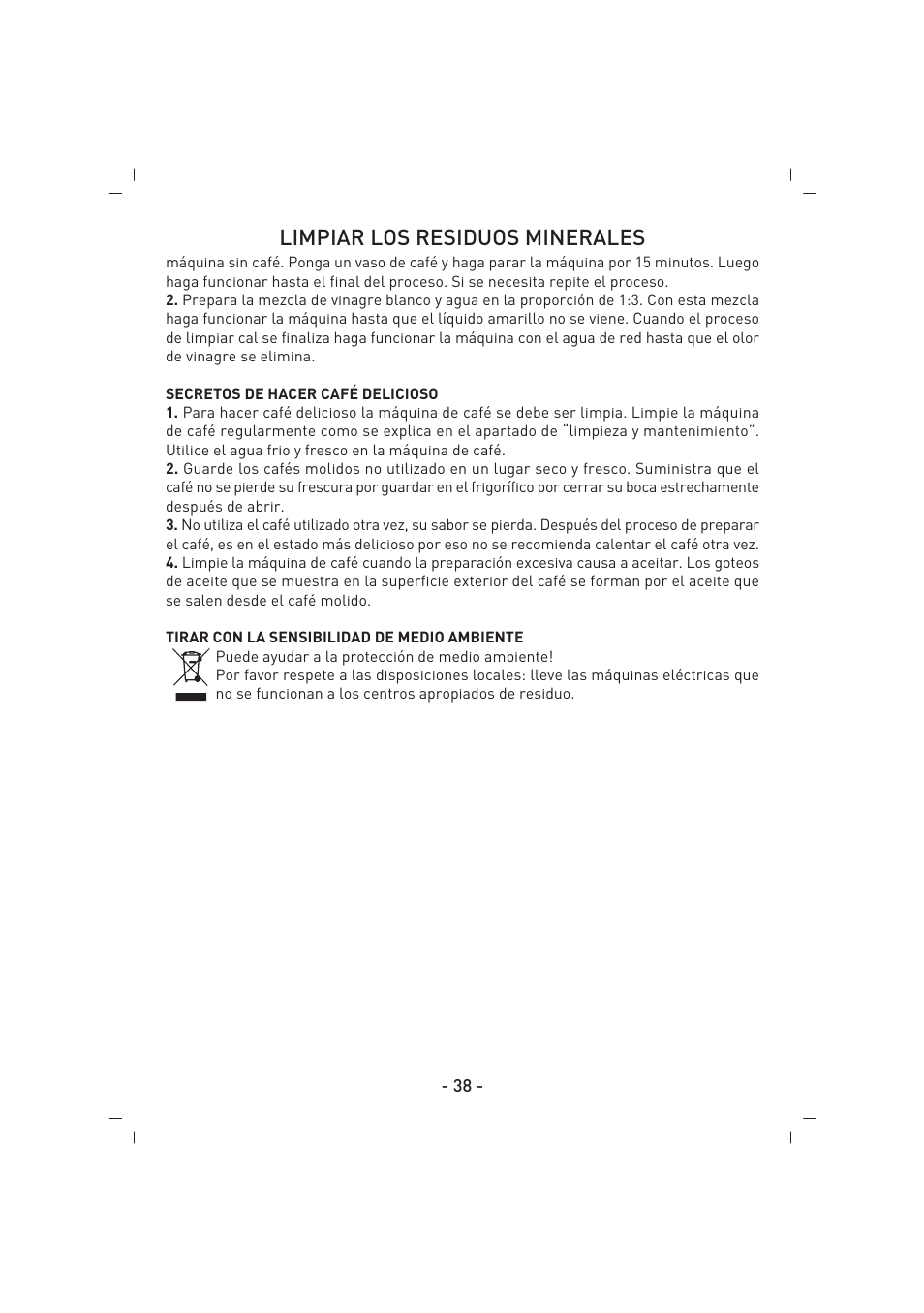 Limpiar los residuos minerales | SINBO SCM 2917 User Manual | Page 39 / 51