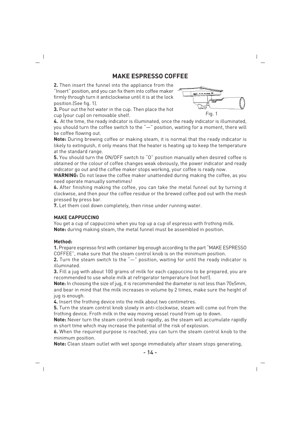 Make espresso coffee | SINBO SCM 2937 User Manual | Page 15 / 76