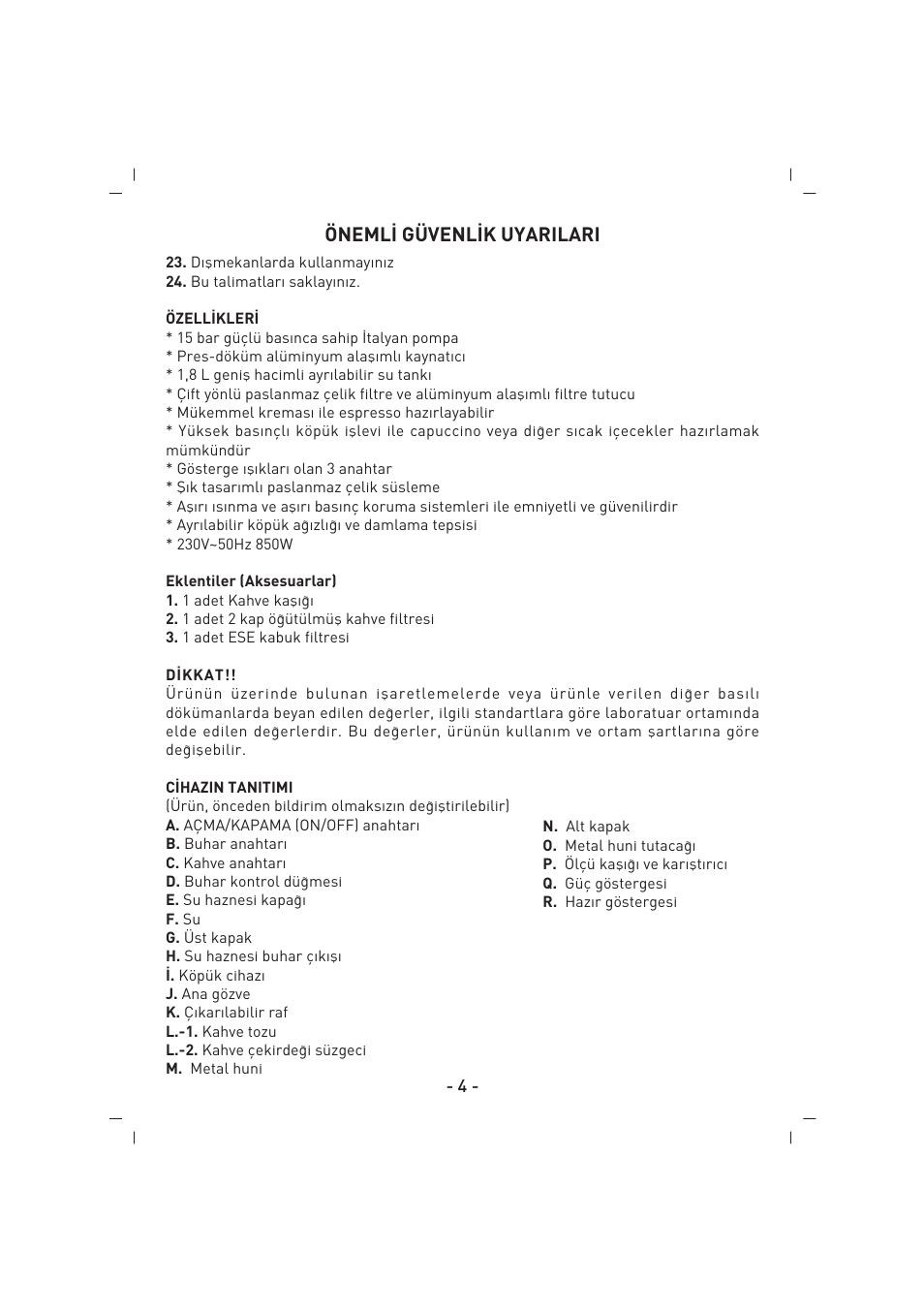 Öneml‹ güvenl‹k uyarilari | SINBO SCM 2937 User Manual | Page 5 / 76