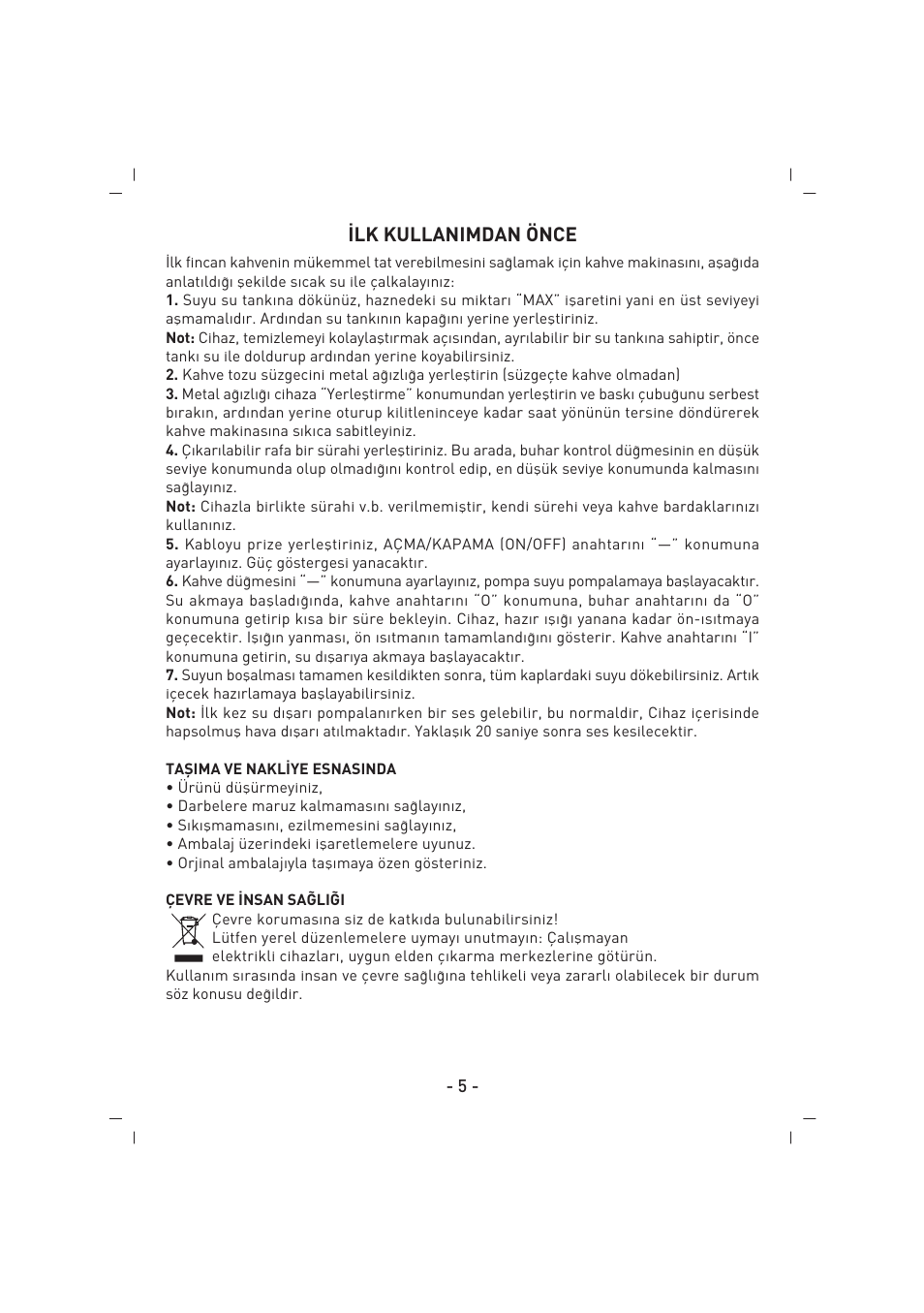 Lk kullanimdan önce | SINBO SCM 2937 User Manual | Page 6 / 76