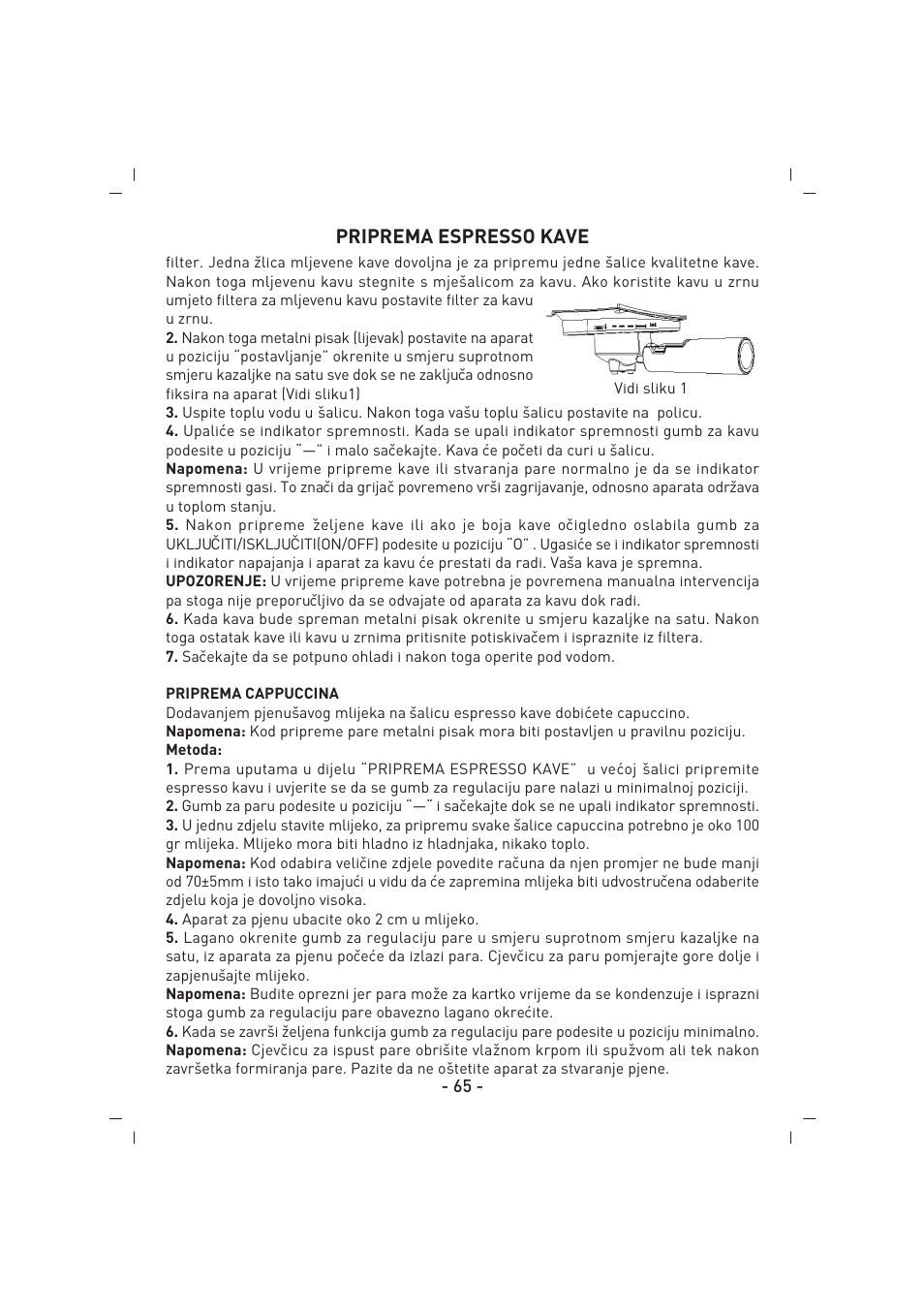 Priprema espresso kave | SINBO SCM 2937 User Manual | Page 66 / 76