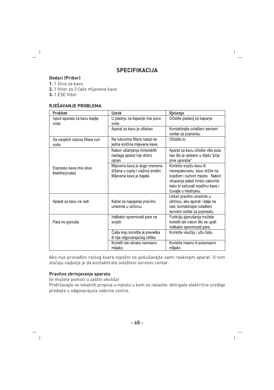 Specifikacija | SINBO SCM 2937 User Manual | Page 69 / 76