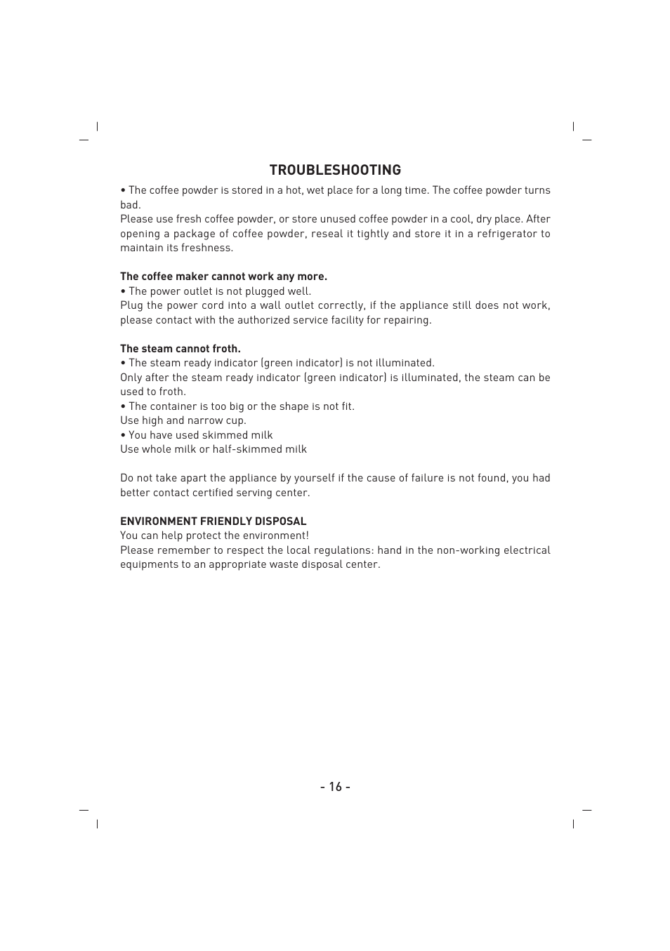 Troubleshooting | SINBO SCM 2625 User Manual | Page 17 / 64