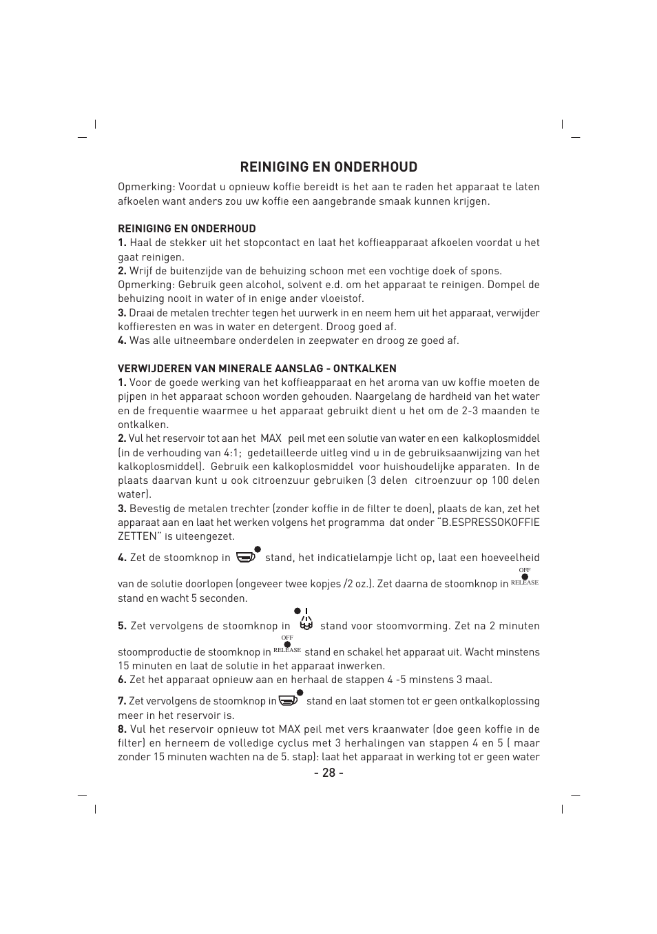 Reiniging en onderhoud | SINBO SCM 2625 User Manual | Page 29 / 64