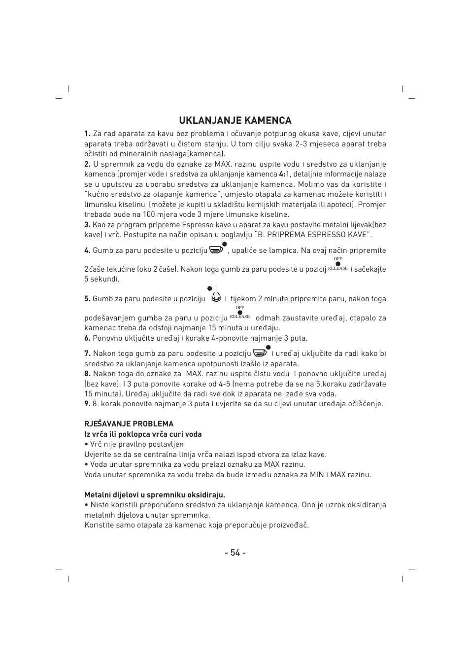 Uklanjanje kamenca | SINBO SCM 2625 User Manual | Page 55 / 64