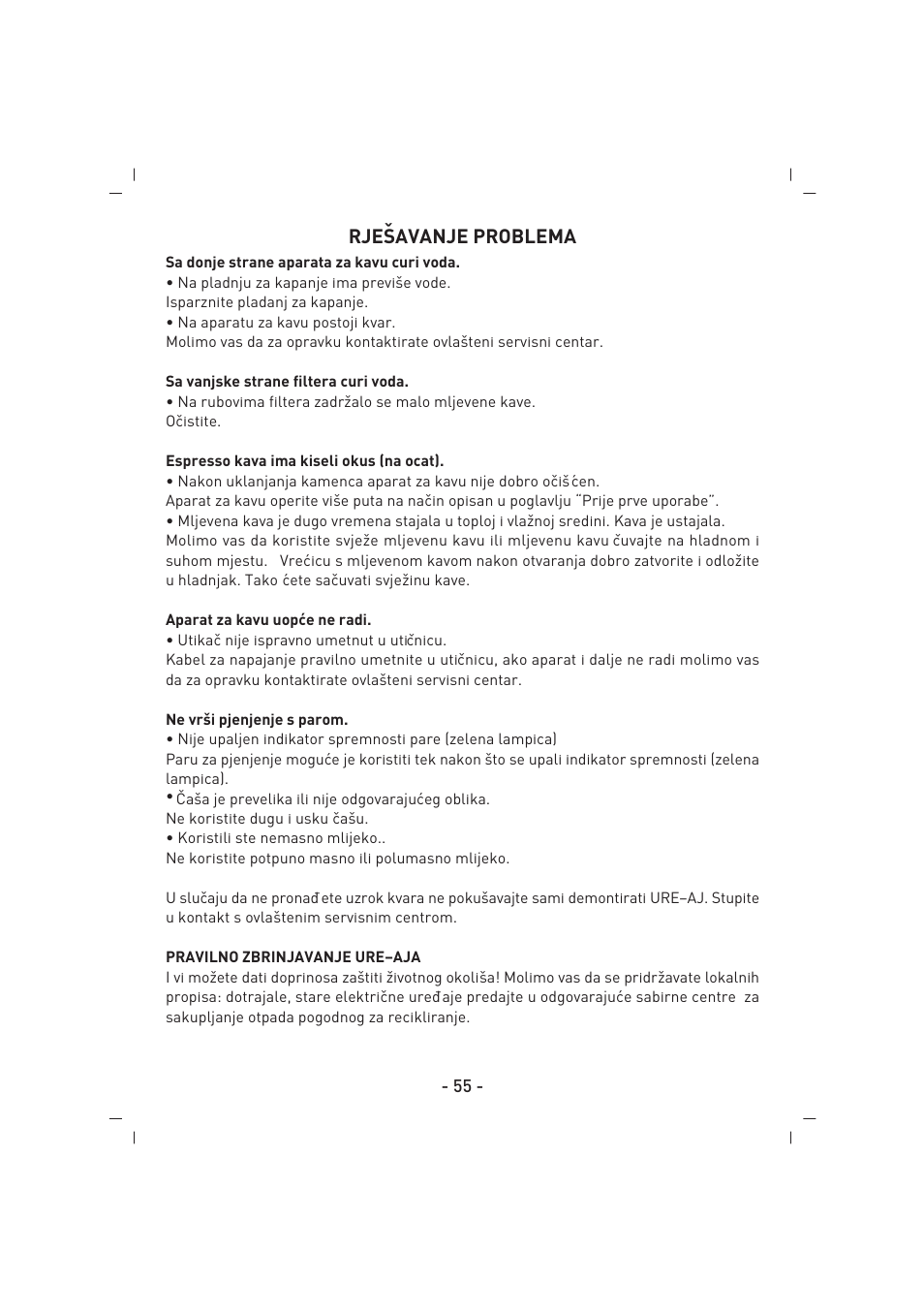 Rjeˇsavanje problema | SINBO SCM 2625 User Manual | Page 56 / 64