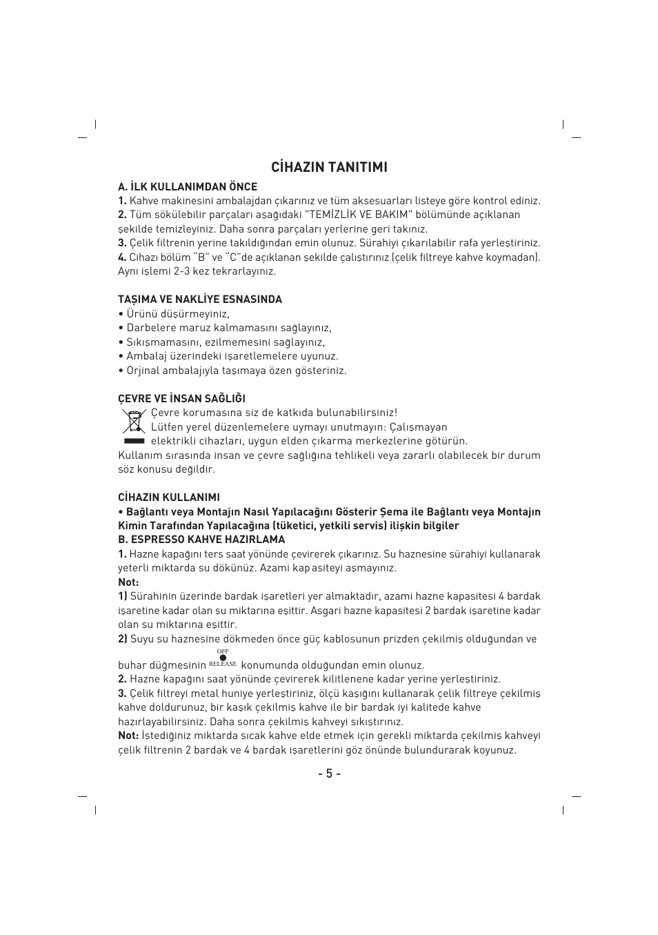 C‹hazin tanitimi | SINBO SCM 2625 User Manual | Page 6 / 64