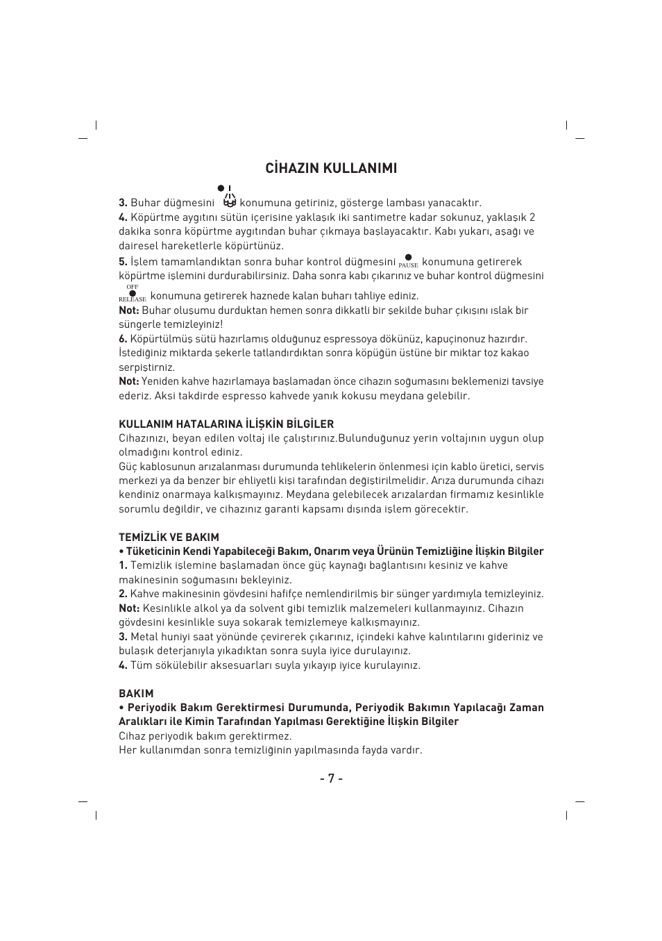 C‹hazin kullanimi | SINBO SCM 2625 User Manual | Page 8 / 64