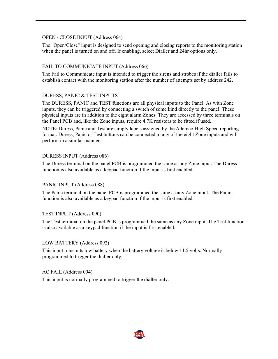PSA PIN388D/PIN388L Installer Manual User Manual | Page 29 / 39