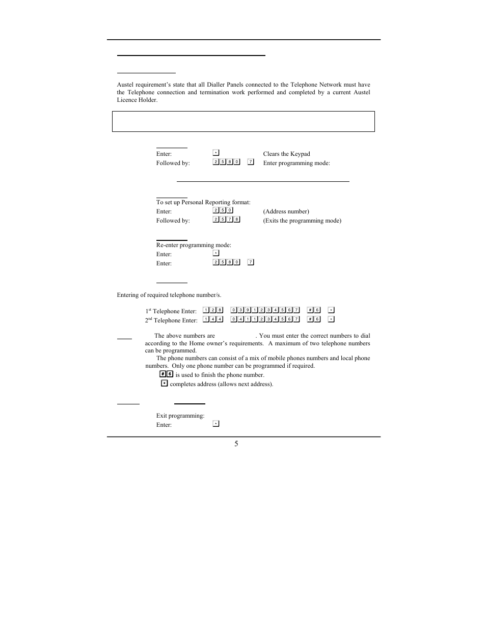 Commissioning the dialler panel | PSA PIN388D/PIN388L User Manual User Manual | Page 7 / 32