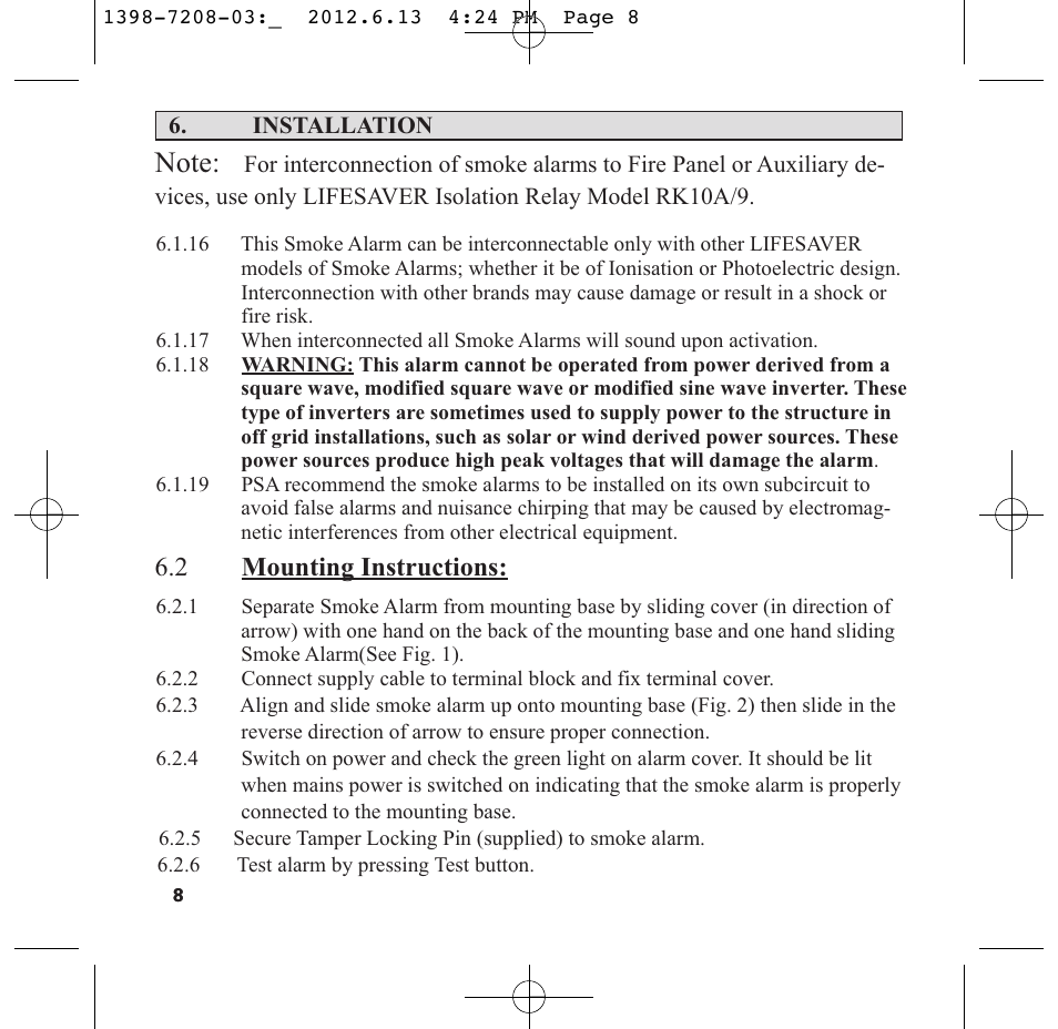 2 mounting instructions | PSA LIF5800RL User Manual | Page 10 / 29