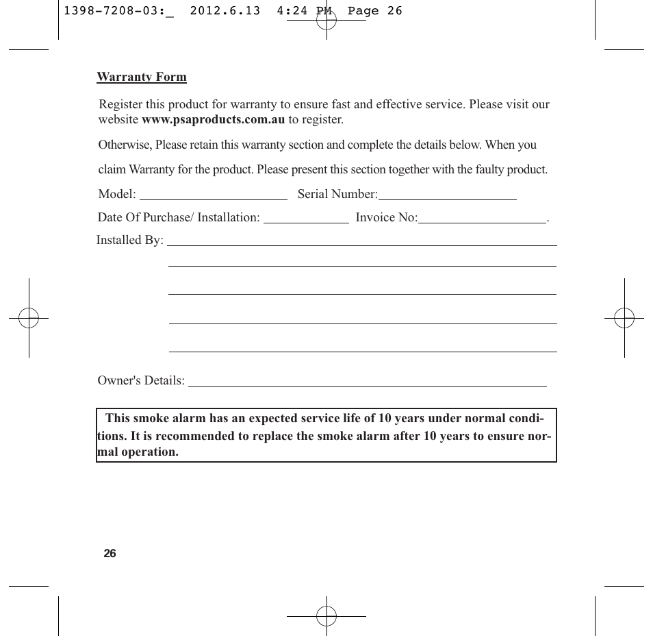 PSA LIF5800RL User Manual | Page 28 / 29