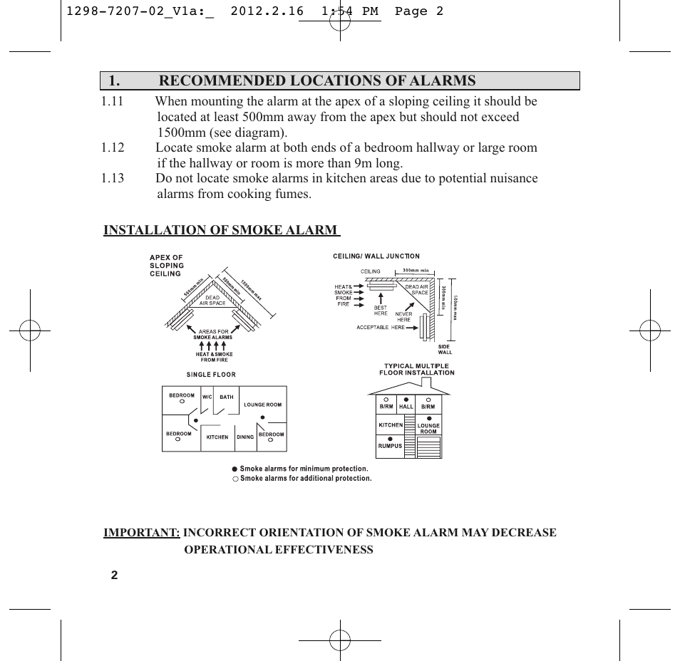 Recommended locations of alarms | PSA LIF5000 User Manual | Page 4 / 29