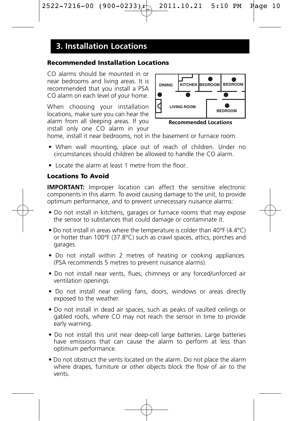 Installation locations | PSA LIFCO9 User Manual | Page 10 / 16