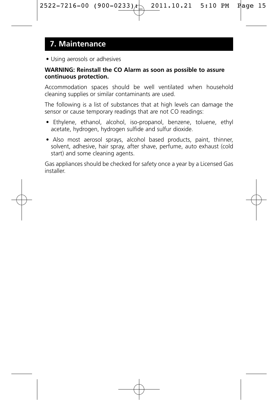 Maintenance | PSA LIFCO9 User Manual | Page 15 / 16