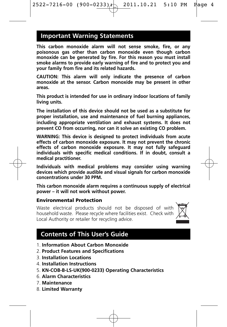 Important warning statements, Contents of this user’s guide | PSA LIFCO9 User Manual | Page 4 / 16