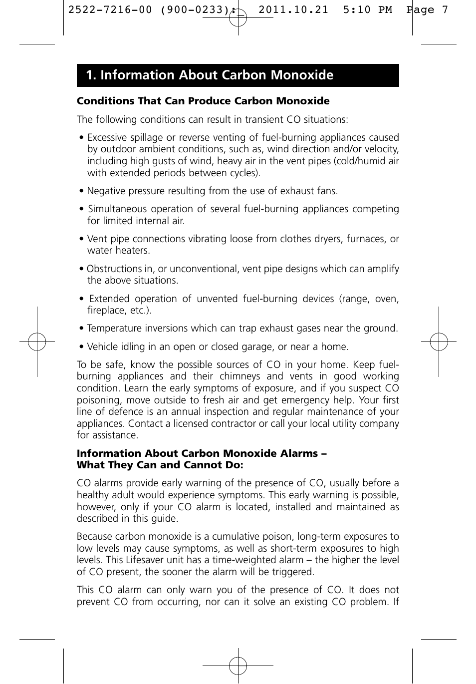 Information about carbon monoxide | PSA LIFCO9 User Manual | Page 7 / 16