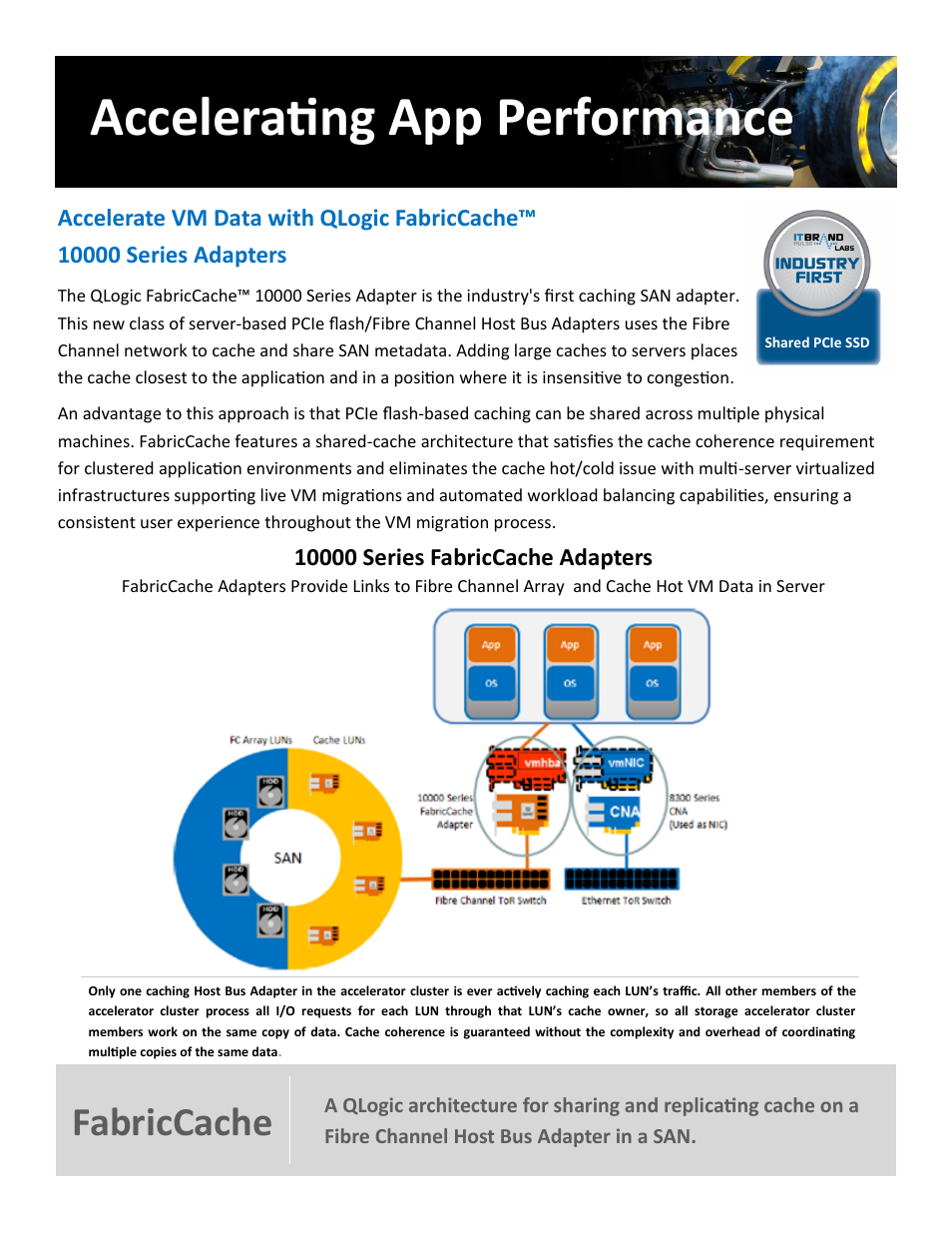 Accelerating app performance, Fabriccache | QLogic 2600 Series vSphere 5 Virtual Server Engine User Manual | Page 10 / 18