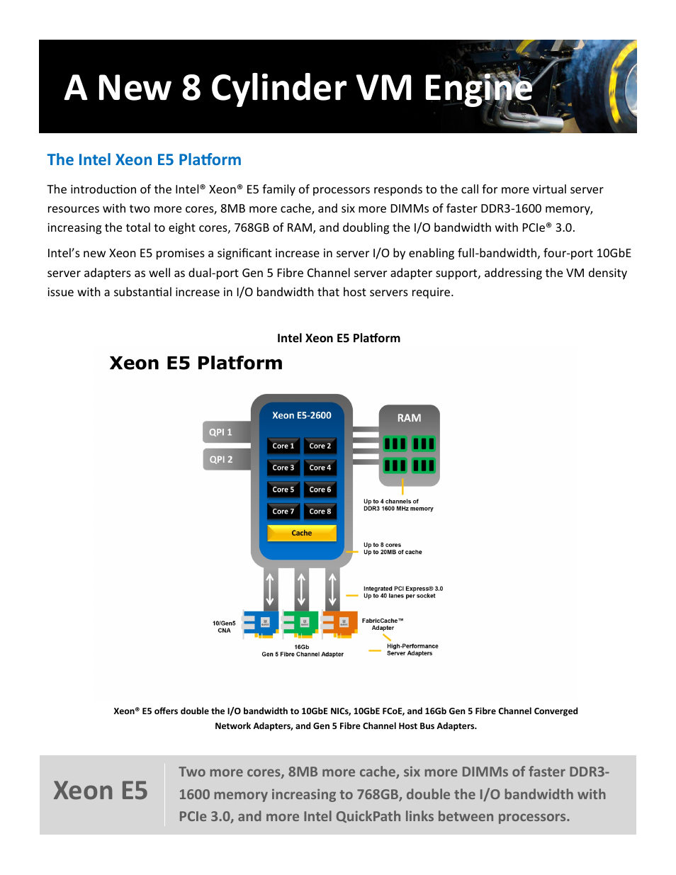 A new 8 cylinder vm engine, Xeon e5 | QLogic 2600 Series vSphere 5 Virtual Server Engine User Manual | Page 5 / 18