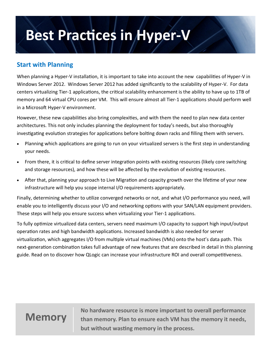 Best practices in hyper-v | QLogic 2600 Series Hyper-V Virtual Server Engine User Manual | Page 3 / 18
