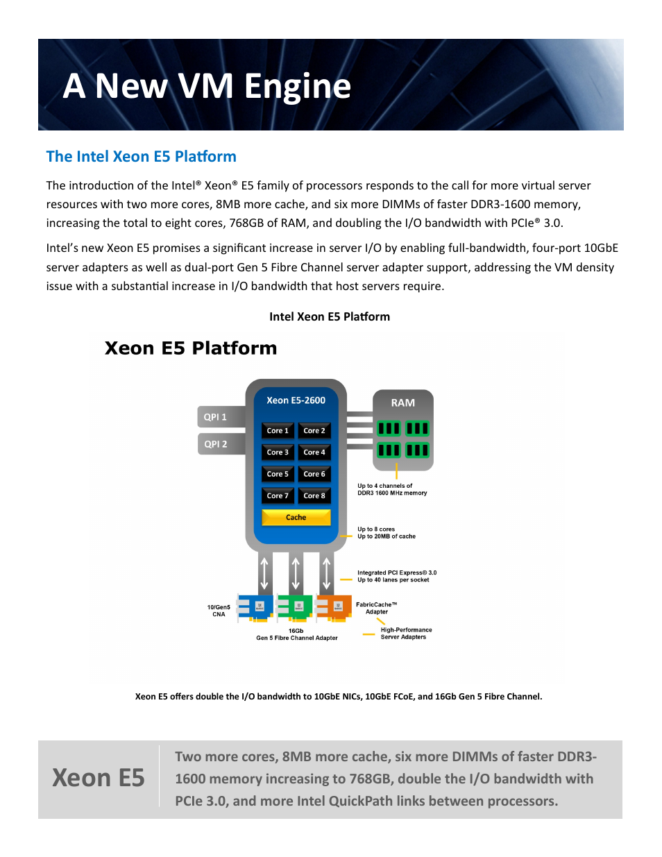 A new vm engine, Xeon e5 | QLogic 2600 Series Hyper-V Virtual Server Engine User Manual | Page 5 / 18