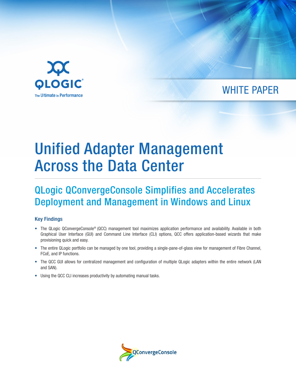 QLogic 2500 Series Unified Adapter Management Across the Data Center User Manual | 5 pages