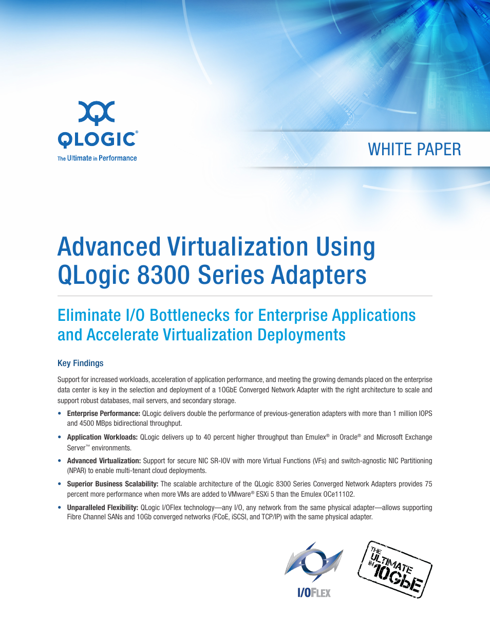 QLogic 8300 Series Advanced Virtualization Using QLogic 8300 Series Adapters User Manual | 6 pages