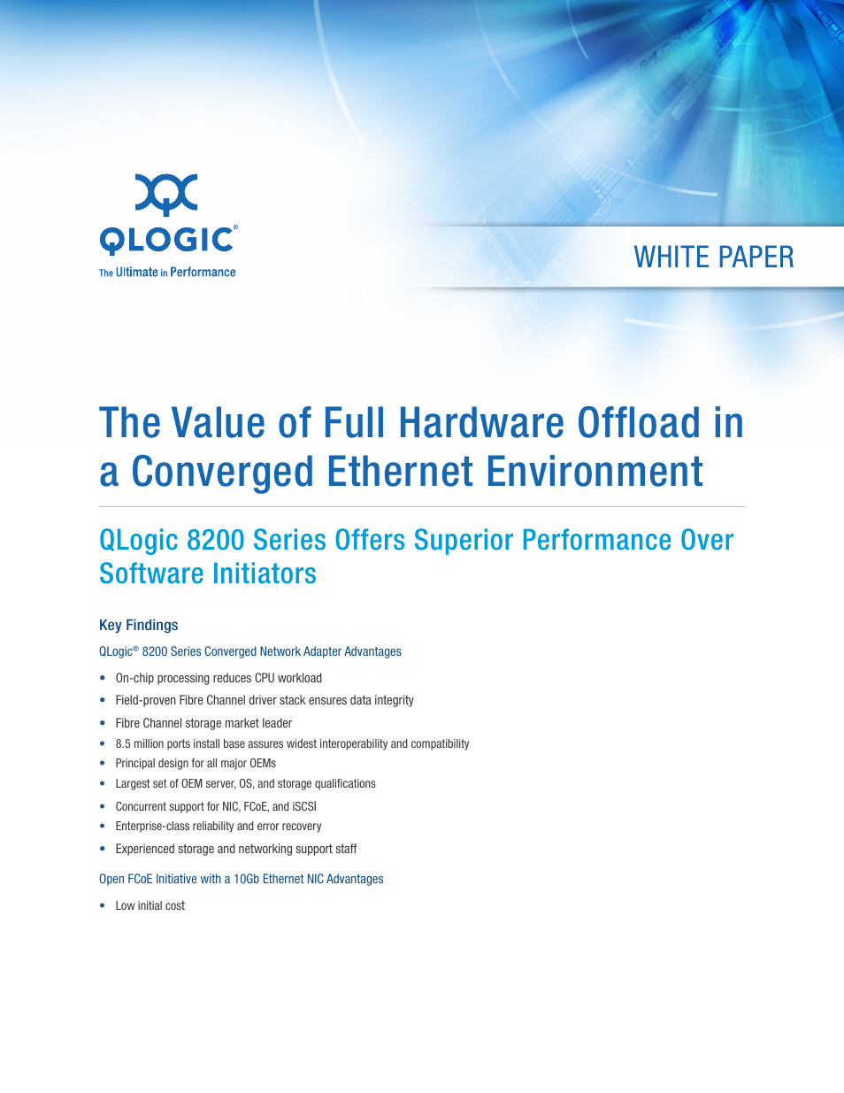 QLogic 8200 Series The Value of Full Hardware Offload in a Converged Ethernet Environment User Manual | 7 pages