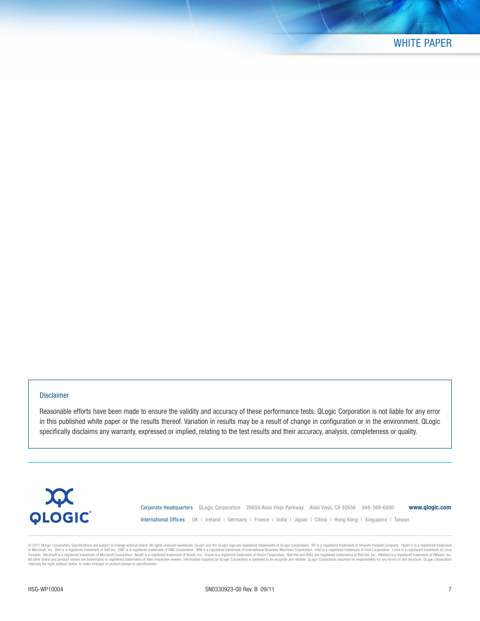 White paper | QLogic 8200 Series The Value of Full Hardware Offload in a Converged Ethernet Environment User Manual | Page 7 / 7