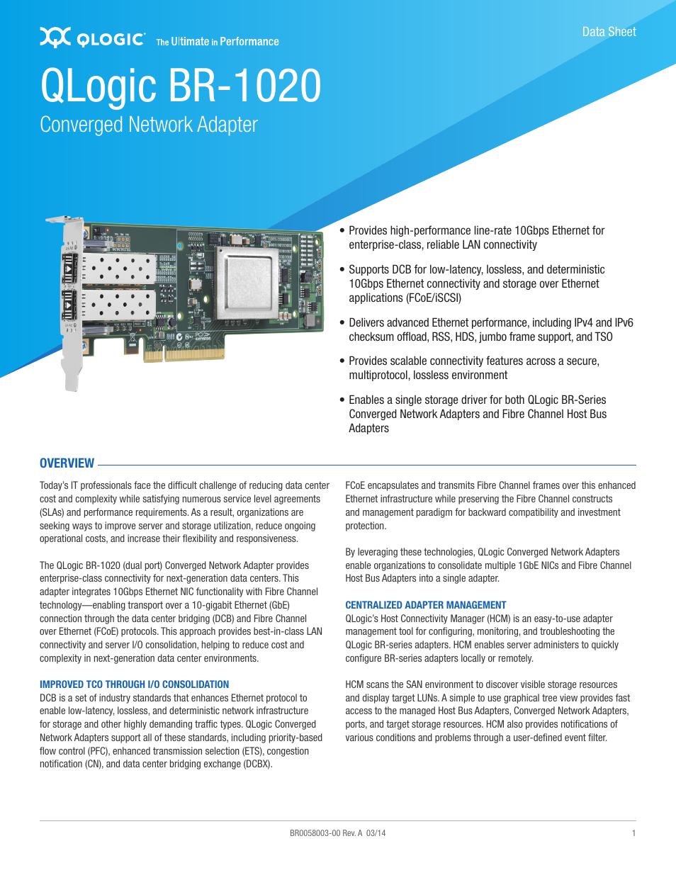 QLogic BR-1020 User Manual | 4 pages