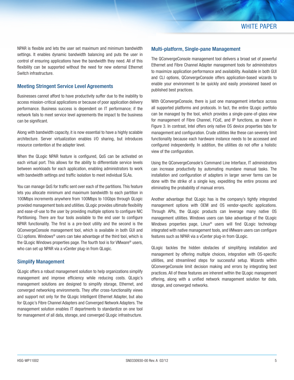 White paper | QLogic 3200 Series is the Adapter of Choice for Virtualized Environments User Manual | Page 5 / 8
