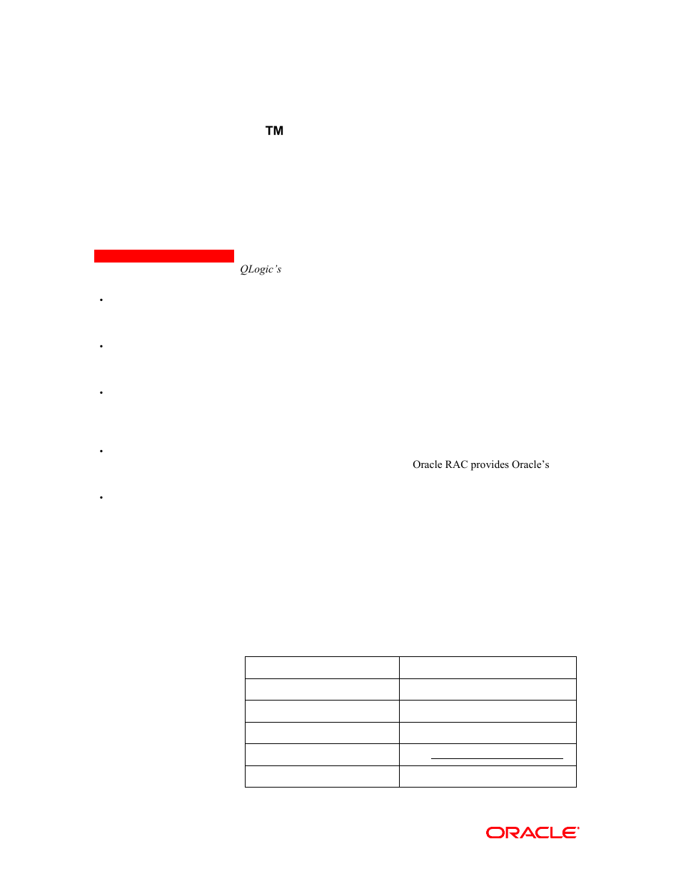 QLogic 10000 Series ORACLE REAL APPLICATION CLUSTERS & QLOGIC FABRICCACHE ADAPTERS User Manual | 2 pages