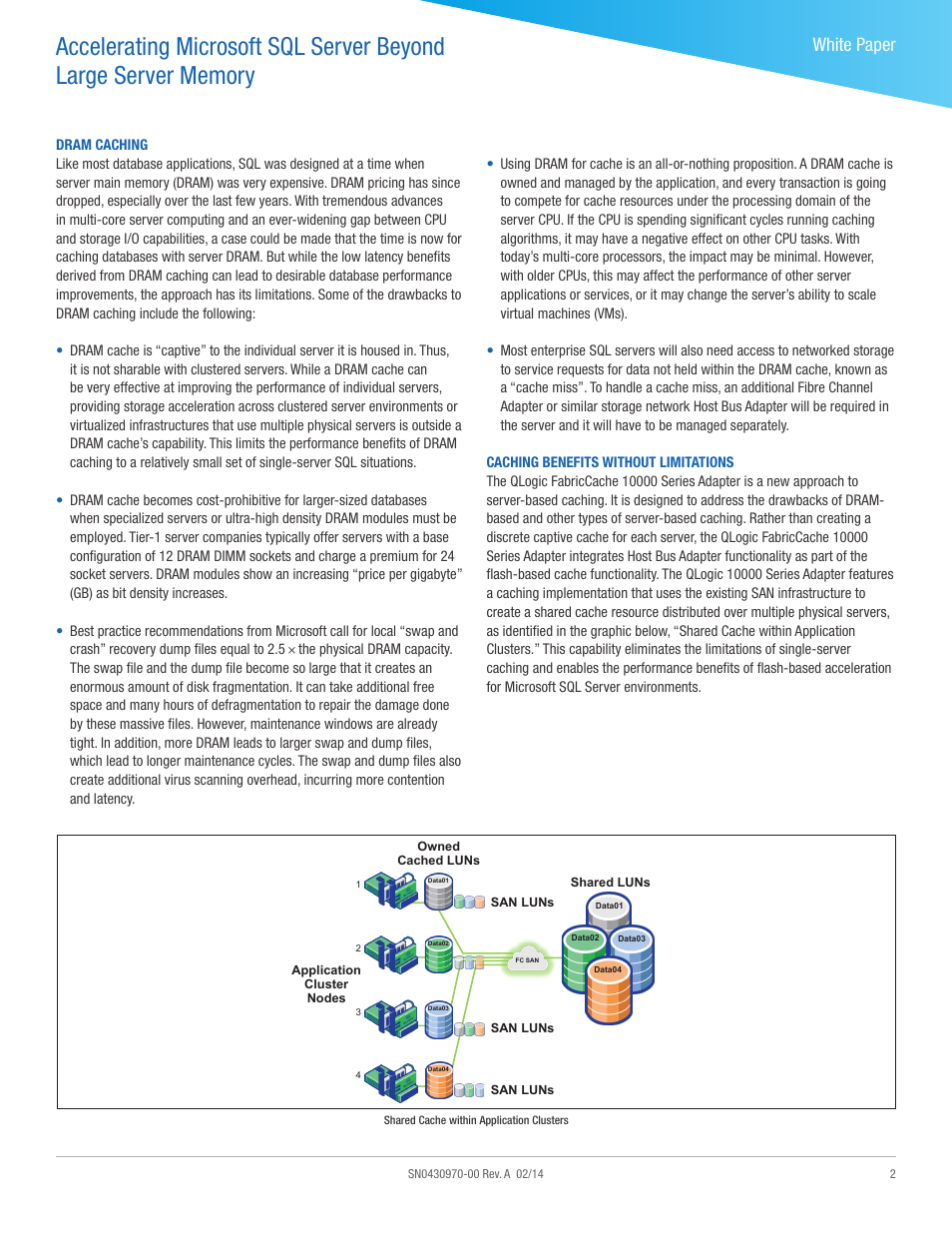 White paper | QLogic 10000 Series Accelerating Microsoft SQL Server Beyond Large Server Memory User Manual | Page 2 / 4