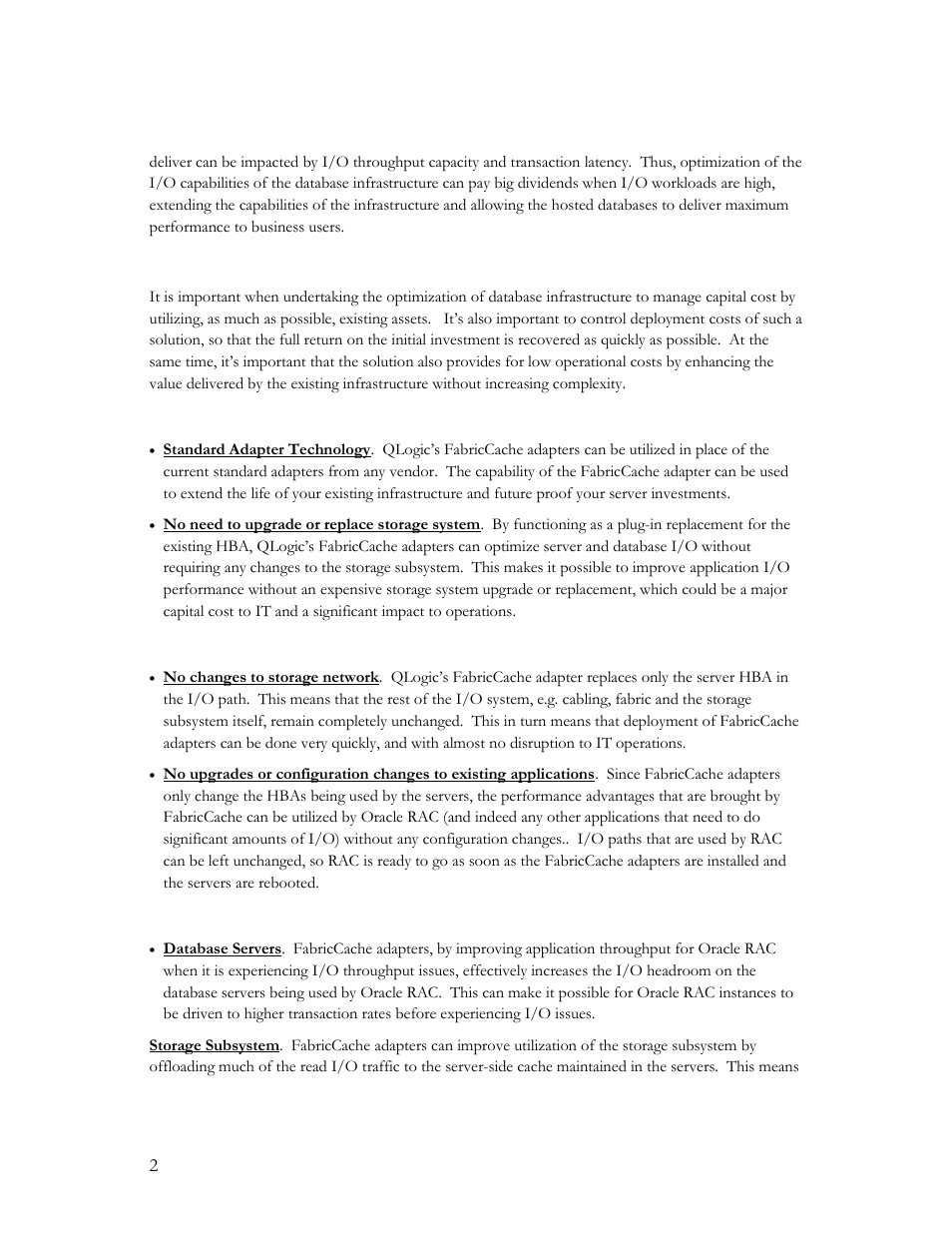 QLogic 10000 Series Accelerating Database Infrastructure Using Oracle Real Application Clusters 11g R2 and QLogic FabricCache© Adapters User Manual | Page 3 / 7