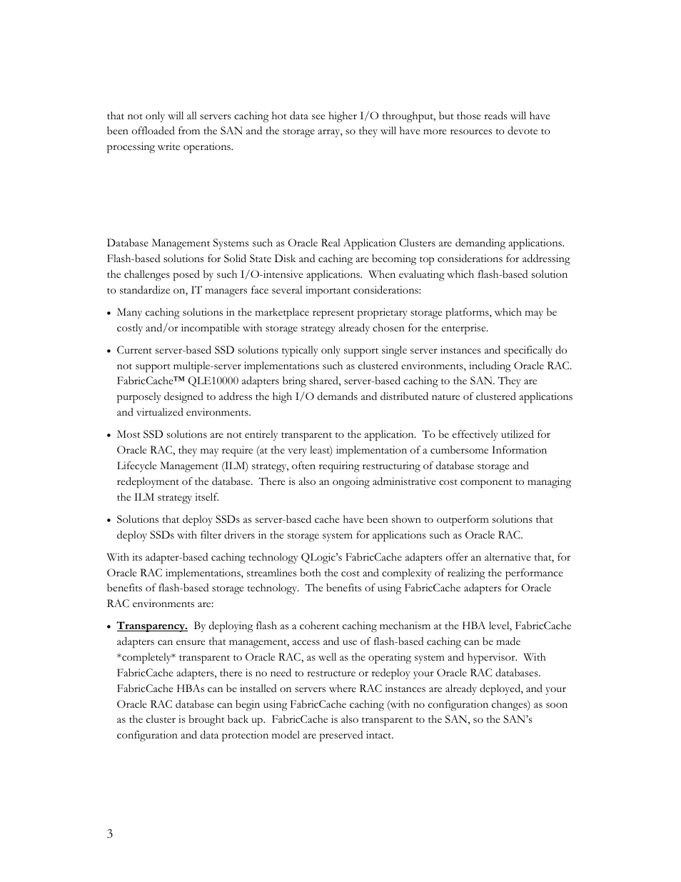 QLogic 10000 Series Accelerating Database Infrastructure Using Oracle Real Application Clusters 11g R2 and QLogic FabricCache© Adapters User Manual | Page 4 / 7
