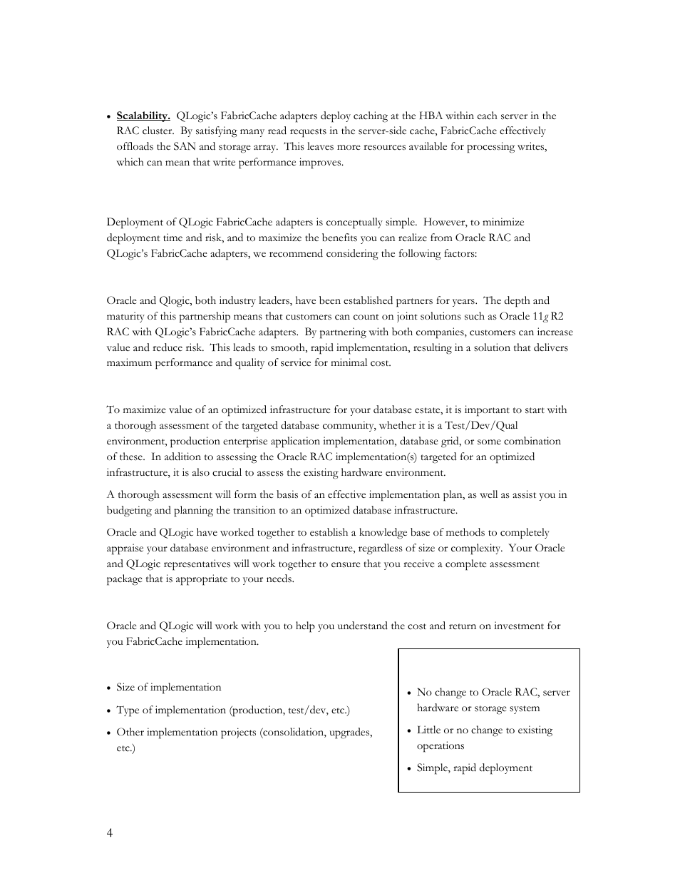 Recommendations | QLogic 10000 Series Accelerating Database Infrastructure Using Oracle Real Application Clusters 11g R2 and QLogic FabricCache© Adapters User Manual | Page 5 / 7