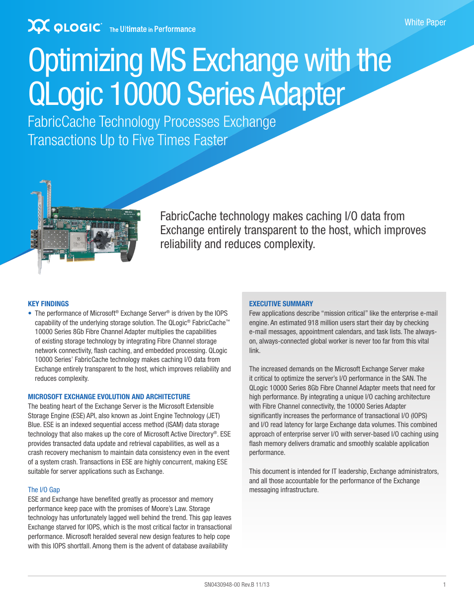 QLogic 10000 Series Optimizing MS Exchange User Manual | 4 pages