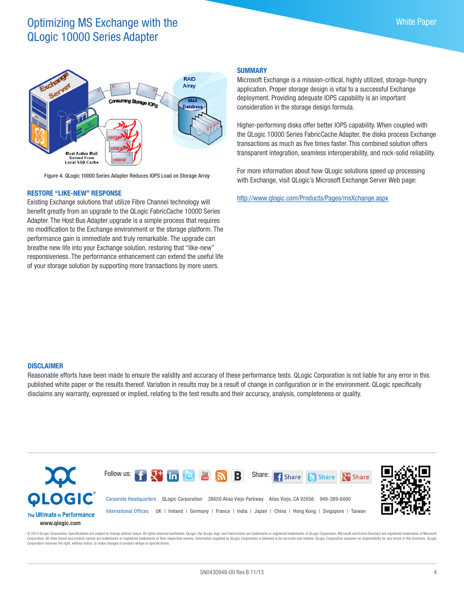 White paper | QLogic 10000 Series Optimizing MS Exchange User Manual | Page 4 / 4