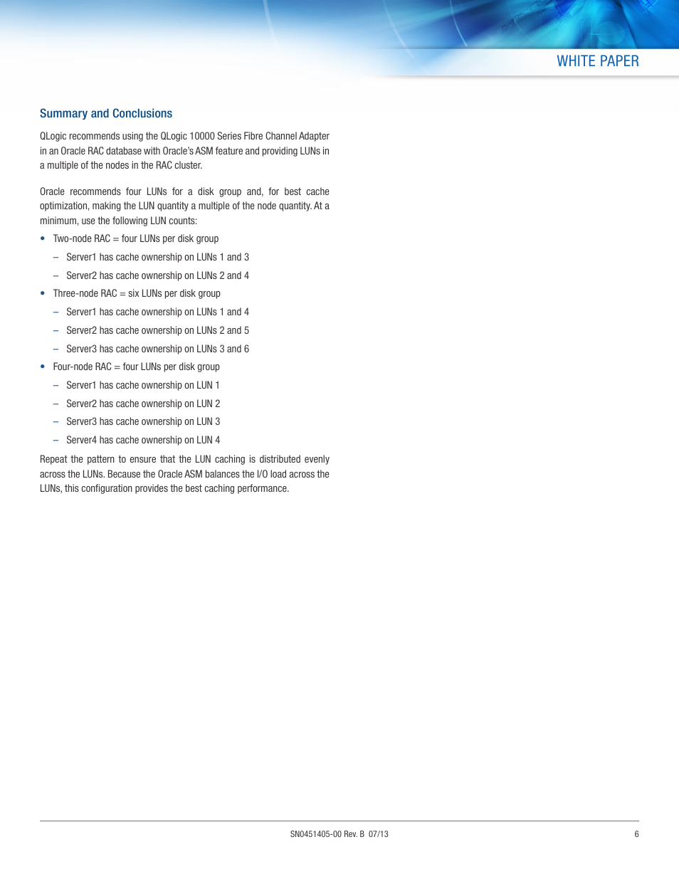 White paper | QLogic 10000 Series Realize Significant Performance Gains in Oracle RAC with QLogic FabricCache User Manual | Page 6 / 7