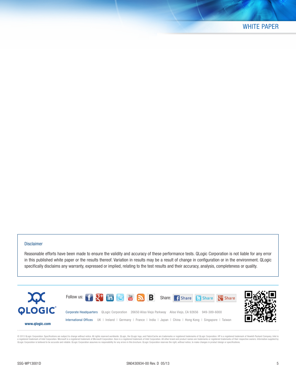 White paper | QLogic 10000 Series Accelerating Microsoft Exchange Servers with I_O Caching User Manual | Page 5 / 5