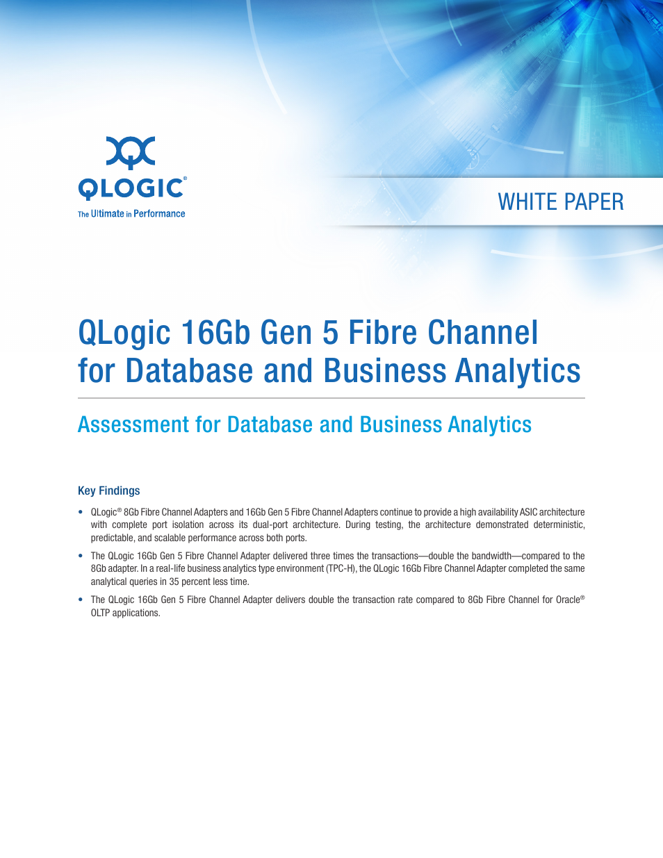 QLogic 2600 Series 16Gb Gen 5 Fibre Channel for Database and Business Analytics User Manual | 5 pages