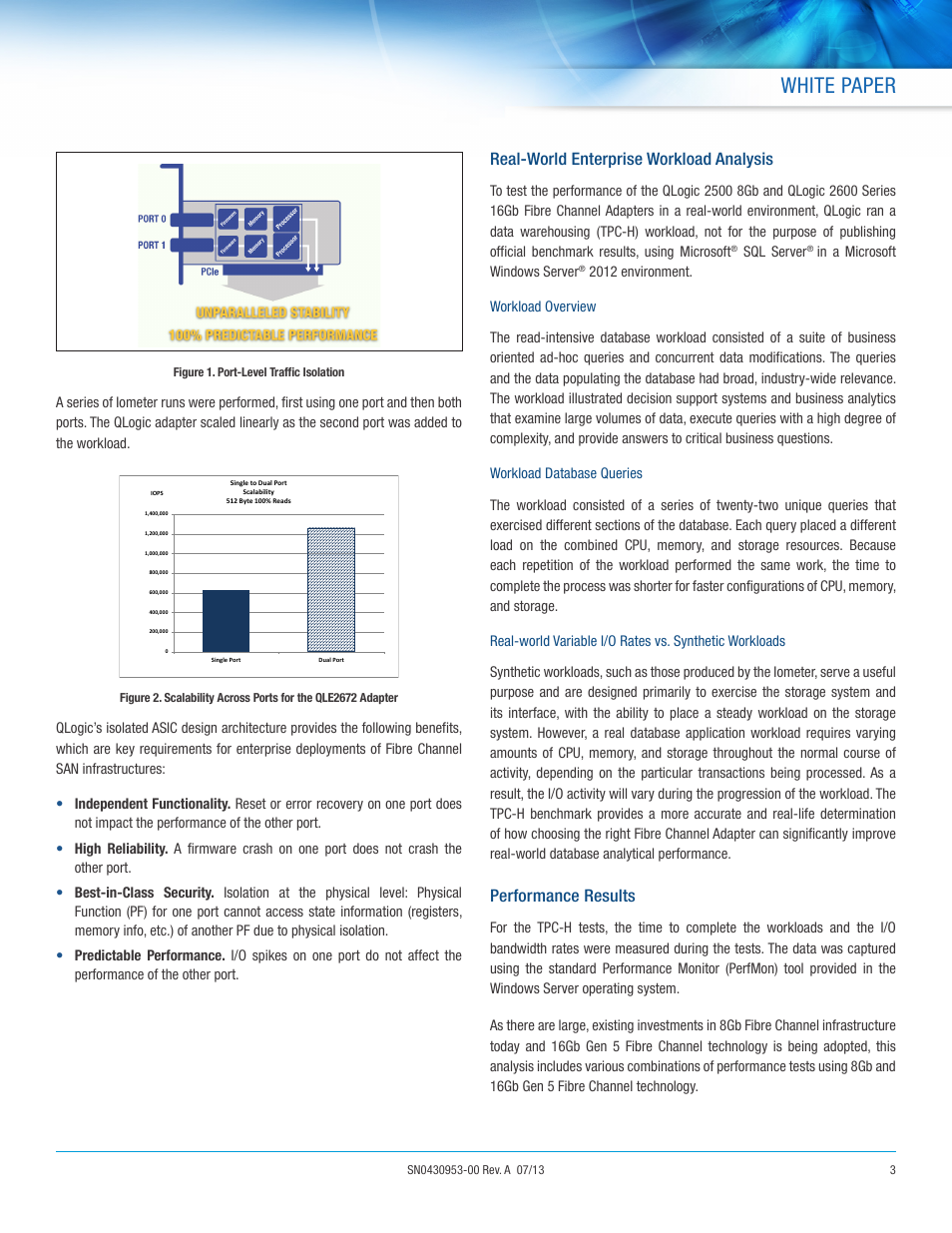 White paper, Real-world enterprise workload analysis, Performance results | QLogic 2600 Series 16Gb Gen 5 Fibre Channel for Database and Business Analytics User Manual | Page 3 / 5