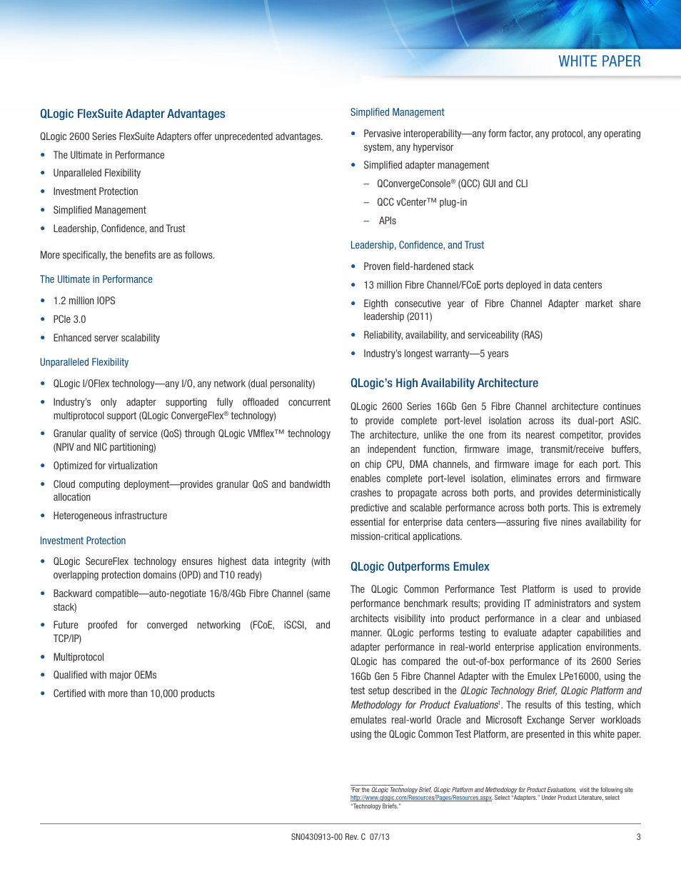 White paper | QLogic 2600 Series 16Gb Gen 5 FC HBAs Double Performance and Flexibility User Manual | Page 3 / 5