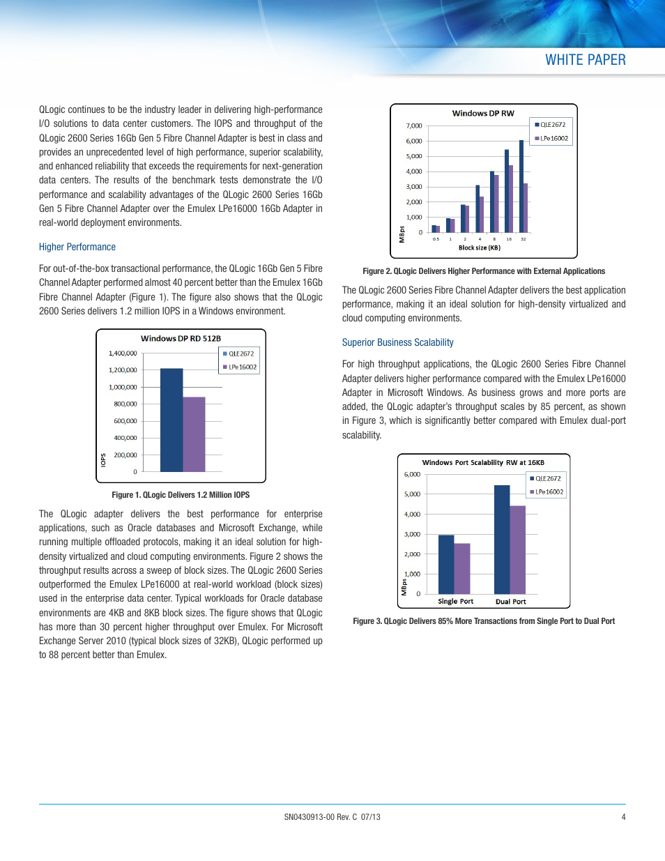 White paper | QLogic 2600 Series 16Gb Gen 5 FC HBAs Double Performance and Flexibility User Manual | Page 4 / 5
