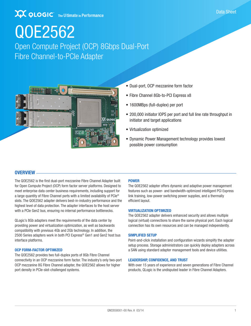 QLogic 2500 Series QOE2562 User Manual | 3 pages