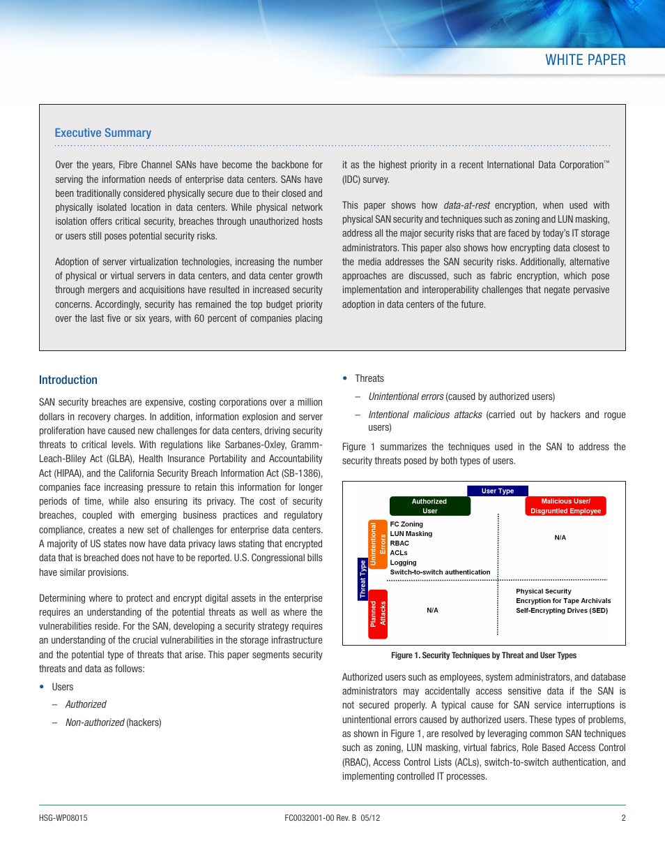 White paper | QLogic 2500 Series Data-at-Rest Encryption Addresses SAN Security Requirements User Manual | Page 2 / 6