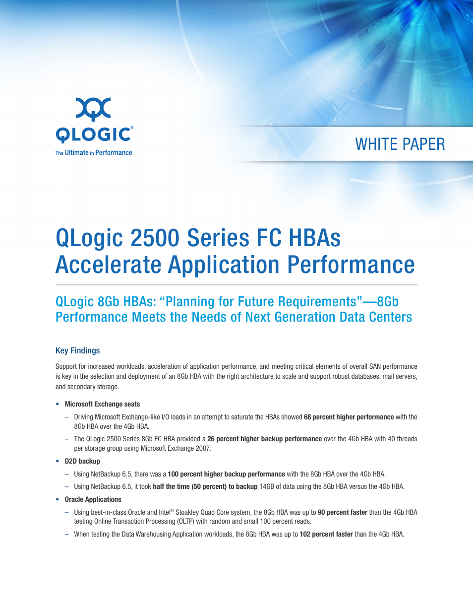 QLogic 2500 Series FC HBAs Accelerate Application Performance User Manual | 7 pages
