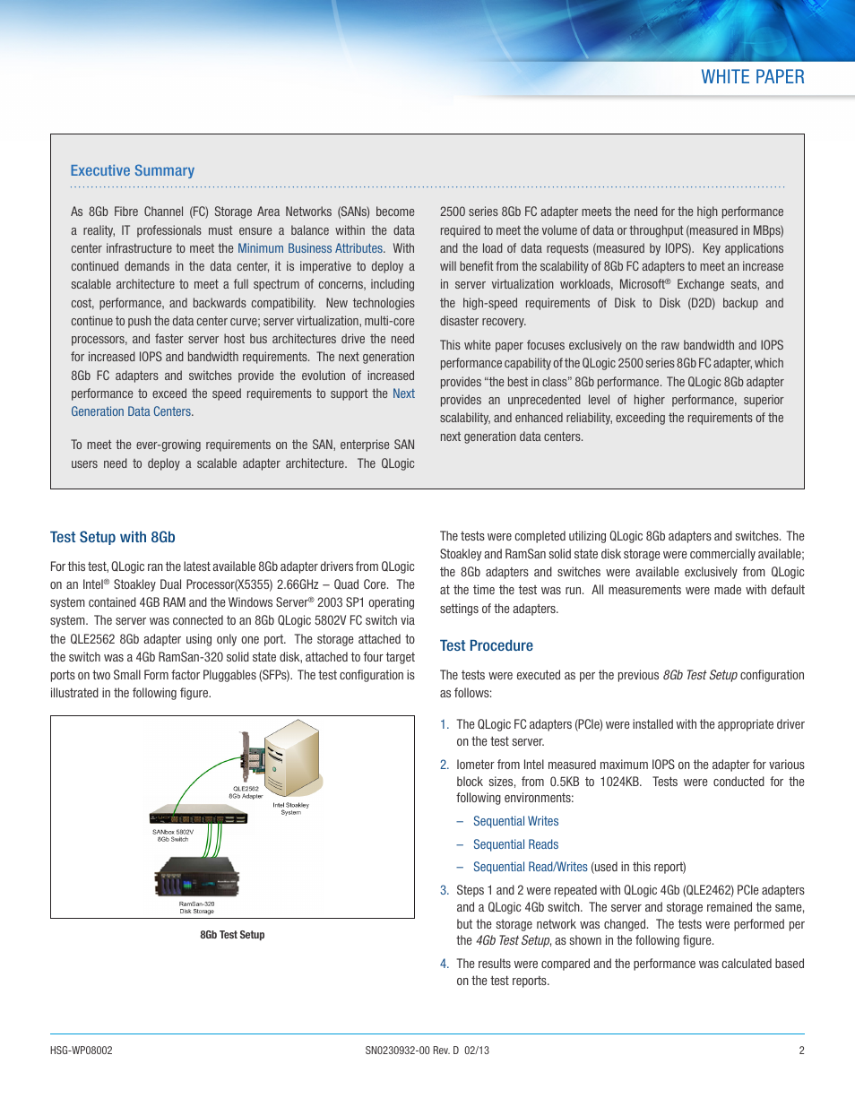 White paper | QLogic 2500 Series 8Gb FC Adapters Offer Performance Benefits User Manual | Page 2 / 6